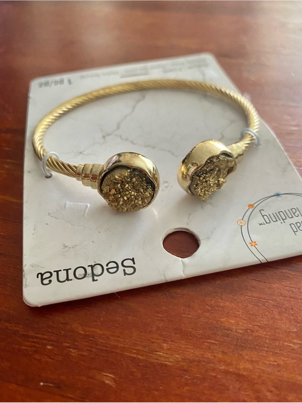 Cable Bangle with Druzy Stone